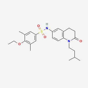 molecular formula C24H32N2O4S B2503673 4-ethoxy-3,5-dimethyl-N-[1-(3-methylbutyl)-2-oxo-1,2,3,4-tetrahydroquinolin-6-yl]benzene-1-sulfonamide CAS No. 954686-86-3