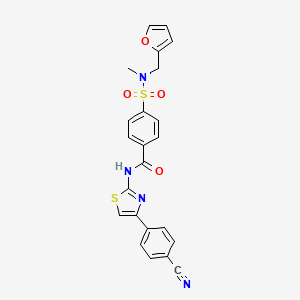molecular formula C23H18N4O4S2 B2503706 N-(4-(4-cyanophenyl)thiazol-2-yl)-4-(N-(furan-2-ylmethyl)-N-methylsulfamoyl)benzamide CAS No. 899735-13-8
