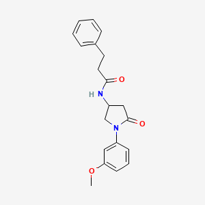 molecular formula C20H22N2O3 B2503710 N-[1-(3-methoxyphenyl)-5-oxopyrrolidin-3-yl]-3-phenylpropanamide CAS No. 905683-22-9