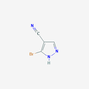 molecular formula C4H2BrN3 B2503734 5-Bromo-1H-pyrazole-4-carbonitrile CAS No. 1703808-52-9