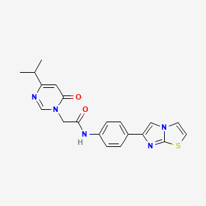 molecular formula C20H19N5O2S B2503747 N-(4-(imidazo[2,1-b]thiazol-6-yl)phenyl)-2-(4-isopropyl-6-oxopyrimidin-1(6H)-yl)acetamide CAS No. 1207058-81-8