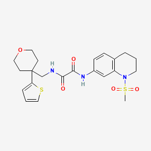 molecular formula C22H27N3O5S2 B2503751 N-(1-methanesulfonyl-1,2,3,4-tetrahydroquinolin-7-yl)-N'-{[4-(thiophen-2-yl)oxan-4-yl]methyl}ethanediamide CAS No. 1251552-82-5