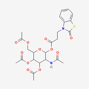 molecular formula C24H28N2O11S B2503800 4,5-bis(acetyloxy)-6-[(acetyloxy)methyl]-3-acetamidooxan-2-yl 3-(2-oxo-2,3-dihydro-1,3-benzothiazol-3-yl)propanoate CAS No. 1046801-01-7