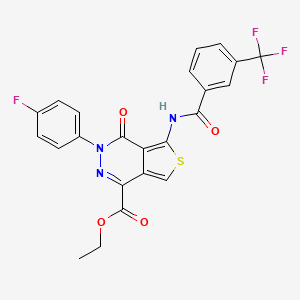 molecular formula C23H15F4N3O4S B2503804 ethyl 3-(4-fluorophenyl)-4-oxo-5-[3-(trifluoromethyl)benzamido]-3H,4H-thieno[3,4-d]pyridazine-1-carboxylate CAS No. 851949-56-9