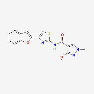 molecular formula C17H14N4O3S B2503818 N-(4-(benzofuran-2-yl)thiazol-2-yl)-3-methoxy-1-methyl-1H-pyrazole-4-carboxamide CAS No. 1171378-62-3