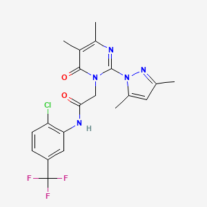 B2503820 N-(2-chloro-5-(trifluoromethyl)phenyl)-2-(2-(3,5-dimethyl-1H-pyrazol-1-yl)-4,5-dimethyl-6-oxopyrimidin-1(6H)-yl)acetamide CAS No. 1019106-08-1