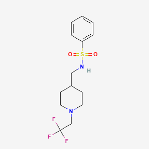 molecular formula C14H19F3N2O2S B2503840 N-{[1-(2,2,2-trifluoroethyl)piperidin-4-yl]methyl}benzenesulfonamide CAS No. 2309185-49-5