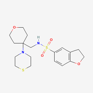 molecular formula C18H26N2O4S2 B2503868 N-{[4-(thiomorpholin-4-yl)oxan-4-yl]methyl}-2,3-dihydro-1-benzofuran-5-sulfonamide CAS No. 2415534-32-4