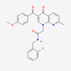 molecular formula C26H22ClN3O4 B2503875 N-[(2-chlorophenyl)methyl]-2-[3-(4-methoxybenzoyl)-7-methyl-4-oxo-1,4-dihydro-1,8-naphthyridin-1-yl]acetamide CAS No. 933232-26-9