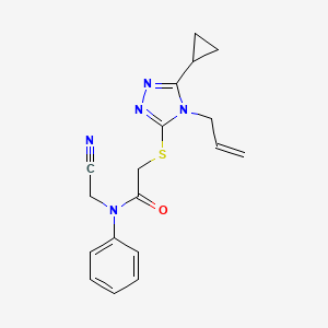 molecular formula C18H19N5OS B2503879 N-(cyanomethyl)-2-{[5-cyclopropyl-4-(prop-2-en-1-yl)-4H-1,2,4-triazol-3-yl]sulfanyl}-N-phenylacetamide CAS No. 1037985-84-4