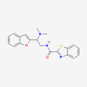 molecular formula C20H19N3O2S B2503917 N-[2-(1-benzofuran-2-yl)-2-(dimethylamino)ethyl]-1,3-benzothiazole-2-carboxamide CAS No. 2034612-54-7