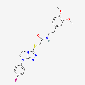 molecular formula C22H24FN5O3S B2503930 N-[2-(3,4-dimethoxyphenyl)ethyl]-2-{[7-(4-fluorophenyl)-5H,6H,7H-imidazo[2,1-c][1,2,4]triazol-3-yl]sulfanyl}acetamide CAS No. 923234-39-3