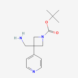 molecular formula C14H21N3O2 B2503941 tert-butyl3-(aminomethyl)-3-(pyridin-4-yl)azetidine-1-carboxylate CAS No. 2385747-47-5
