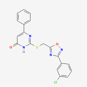 2-({[3-(3-Chlorophenyl)-1,2,4-oxadiazol-5-yl]methyl}sulfanyl)-6-phenyl-4-pyrimidinol
