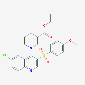 Ethyl 1-(6-chloro-3-((4-methoxyphenyl)sulfonyl)quinolin-4-yl)piperidine-3-carboxylate