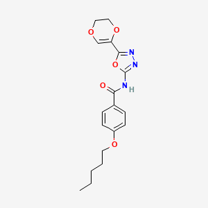 N-(5-(5,6-dihydro-1,4-dioxin-2-yl)-1,3,4-oxadiazol-2-yl)-4-(pentyloxy)benzamide
