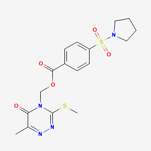 (6-methyl-3-(methylthio)-5-oxo-1,2,4-triazin-4(5H)-yl)methyl 4-(pyrrolidin-1-ylsulfonyl)benzoate