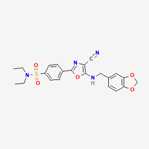 4-(5-((benzo[d][1,3]dioxol-5-ylmethyl)amino)-4-cyanooxazol-2-yl)-N,N-diethylbenzenesulfonamide