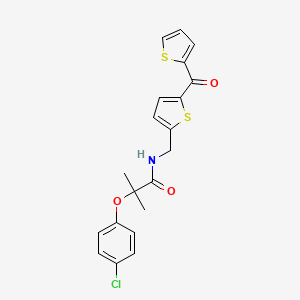 2-(4-Chlorophenoxy)-2-methyl-N-{[5-(thiophene-2-carbonyl)thiophen-2-YL]methyl}propanamide