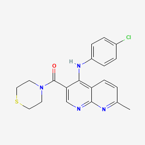 molecular formula C20H19ClN4OS B2504011 N-(4-chlorophenyl)-7-methyl-3-(thiomorpholine-4-carbonyl)-1,8-naphthyridin-4-amine CAS No. 1251543-63-1