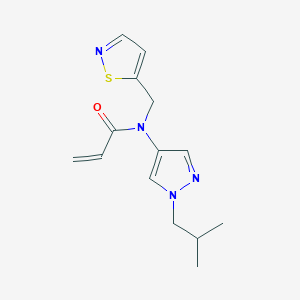 molecular formula C14H18N4OS B2504017 N-[1-(2-Methylpropyl)pyrazol-4-yl]-N-(1,2-thiazol-5-ylmethyl)prop-2-enamide CAS No. 2411201-22-2