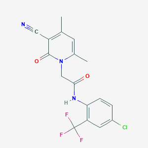 molecular formula C17H13ClF3N3O2 B2504020 N-[4-chloro-2-(trifluoromethyl)phenyl]-2-(3-cyano-4,6-dimethyl-2-oxo-1,2-dihydropyridin-1-yl)acetamide CAS No. 932474-97-0