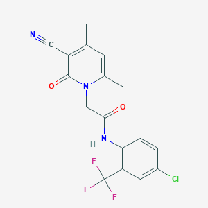 molecular formula C17H13ClF3N3O2 B2504020 N-(4-chloro-2-(trifluoromethyl)phenyl)-2-(3-cyano-4,6-dimethyl-2-oxopyridin-1(2H)-yl)acetamide CAS No. 932474-97-0