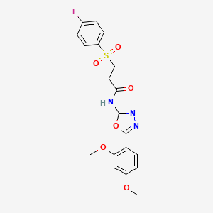 N-(5-(2,4-dimethoxyphenyl)-1,3,4-oxadiazol-2-yl)-3-((4-fluorophenyl)sulfonyl)propanamide