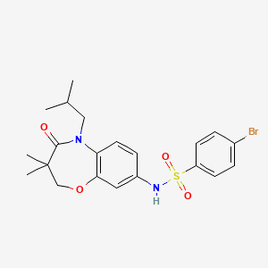 molecular formula C21H25BrN2O4S B2504030 4-bromo-N-(5-isobutyl-3,3-dimethyl-4-oxo-2,3,4,5-tetrahydrobenzo[b][1,4]oxazepin-8-yl)benzenesulfonamide CAS No. 922050-42-8