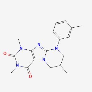 molecular formula C18H21N5O2 B2504031 1,3,7-trimethyl-9-(3-methylphenyl)-7,8-dihydro-6H-purino[7,8-a]pyrimidine-2,4-dione CAS No. 844452-41-1