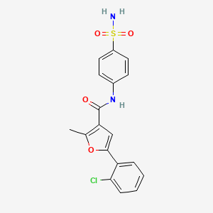 molecular formula C18H15ClN2O4S B2504032 5-(2-chlorophenyl)-2-methyl-N-(4-sulfamoylphenyl)furan-3-carboxamide CAS No. 875285-89-5