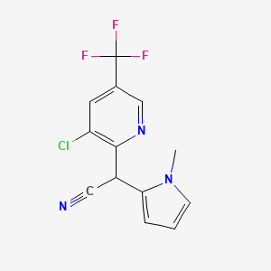 molecular formula C13H9ClF3N3 B2504036 2-[3-chloro-5-(trifluoromethyl)-2-pyridinyl]-2-(1-methyl-1H-pyrrol-2-yl)acetonitrile CAS No. 338407-38-8