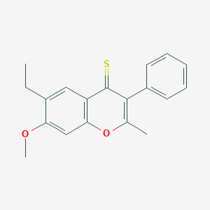 molecular formula C19H18O2S B2504087 6-ethyl-7-methoxy-2-methyl-3-phenyl-4H-chromene-4-thione CAS No. 129414-79-5