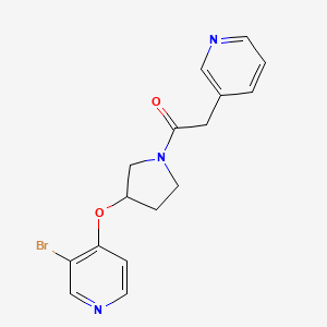 B2504089 1-[3-(3-Bromopyridin-4-yl)oxypyrrolidin-1-yl]-2-pyridin-3-ylethanone CAS No. 2380175-18-6