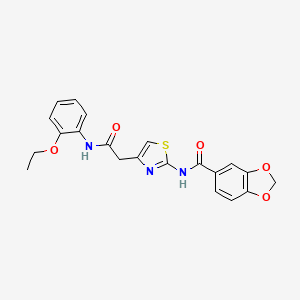 molecular formula C21H19N3O5S B2504091 N-(4-(2-((2-ethoxyphenyl)amino)-2-oxoethyl)thiazol-2-yl)benzo[d][1,3]dioxole-5-carboxamide CAS No. 941985-14-4
