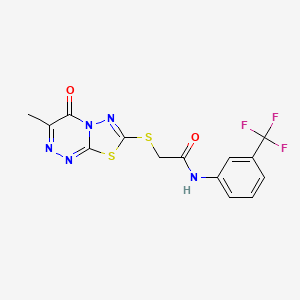 2-[(3-methyl-4-oxo-[1,3,4]thiadiazolo[2,3-c][1,2,4]triazin-7-yl)sulfanyl]-N-[3-(trifluoromethyl)phenyl]acetamide