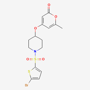 molecular formula C15H16BrNO5S2 B2504099 4-((1-((5-bromothiophen-2-yl)sulfonyl)piperidin-4-yl)oxy)-6-methyl-2H-pyran-2-one CAS No. 1795481-34-3