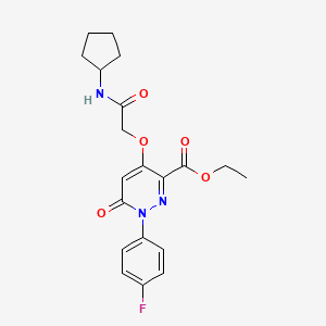 molecular formula C20H22FN3O5 B2504102 ethyl 4-[(cyclopentylcarbamoyl)methoxy]-1-(4-fluorophenyl)-6-oxo-1,6-dihydropyridazine-3-carboxylate CAS No. 899992-14-4