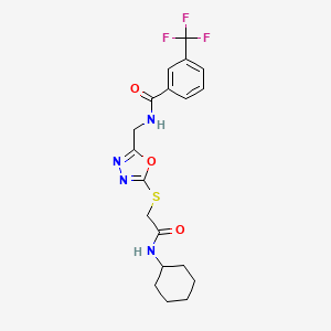 molecular formula C19H21F3N4O3S B2504108 N-[(5-{[(cyclohexylcarbamoyl)methyl]sulfanyl}-1,3,4-oxadiazol-2-yl)methyl]-3-(trifluoromethyl)benzamide CAS No. 903269-91-0