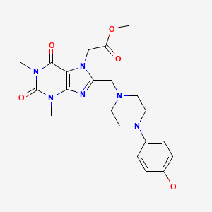 molecular formula C22H28N6O5 B2504112 methyl 2-(8-{[4-(4-methoxyphenyl)piperazin-1-yl]methyl}-1,3-dimethyl-2,6-dioxo-2,3,6,7-tetrahydro-1H-purin-7-yl)acetate CAS No. 851940-49-3
