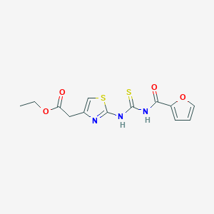 molecular formula C13H13N3O4S2 B2504185 Ethyl 2-(2-(3-(furan-2-carbonyl)thioureido)thiazol-4-yl)acetate CAS No. 327972-56-5
