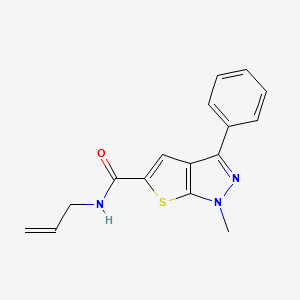 molecular formula C16H15N3OS B2504266 N-allyl-1-methyl-3-phenyl-1H-thieno[2,3-c]pyrazole-5-carboxamide CAS No. 478066-96-5