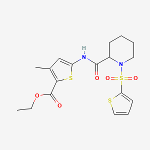 Ethyl 3-methyl-5-(1-(thiophen-2-ylsulfonyl)piperidine-2-carboxamido)thiophene-2-carboxylate