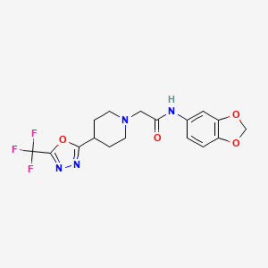 N-(benzo[d][1,3]dioxol-5-yl)-2-(4-(5-(trifluoromethyl)-1,3,4-oxadiazol-2-yl)piperidin-1-yl)acetamide
