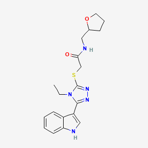 2-{[4-ethyl-5-(1H-indol-3-yl)-4H-1,2,4-triazol-3-yl]thio}-N-(tetrahydro-2-furanylmethyl)acetamide