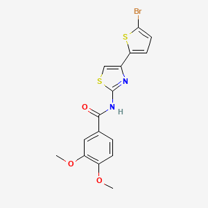 molecular formula C16H13BrN2O3S2 B2504342 N-[4-(5-bromothiophen-2-yl)-1,3-thiazol-2-yl]-3,4-dimethoxybenzamide CAS No. 325977-27-3