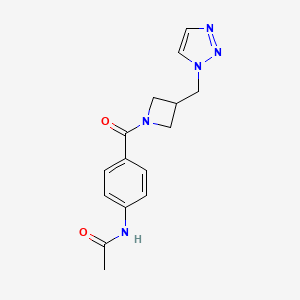 molecular formula C15H17N5O2 B2504354 N-(4-{3-[(1H-1,2,3-triazol-1-yl)methyl]azetidine-1-carbonyl}phenyl)acetamide CAS No. 2320885-19-4