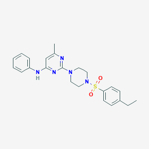 molecular formula C23H27N5O2S B2504356 2-[4-(4-ethylbenzenesulfonyl)piperazin-1-yl]-6-methyl-N-phenylpyrimidin-4-amine CAS No. 946314-42-7
