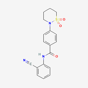 molecular formula C18H17N3O3S B2504398 N-(2-cyanophenyl)-4-(1,1-dioxo-1lambda6,2-thiazinan-2-yl)benzamide CAS No. 941992-52-5