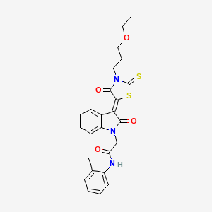 2-{(3Z)-3-[3-(3-ethoxypropyl)-4-oxo-2-thioxo-1,3-thiazolidin-5-ylidene]-2-oxo-2,3-dihydro-1H-indol-1-yl}-N-(2-methylphenyl)acetamide